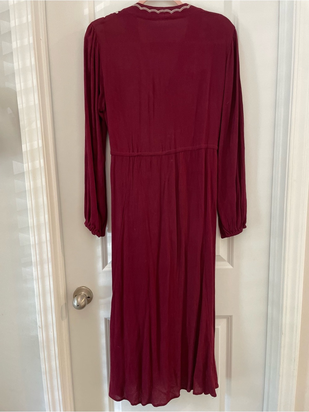 Wishlist Burgundy Maxi Dress with Ivory Floral Embroidery - Picture 2 of 2